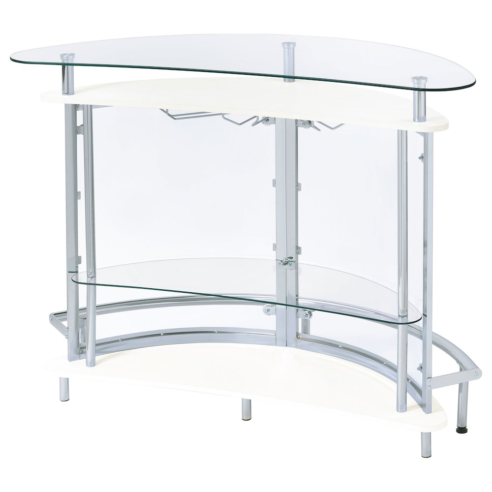Amarillo Freestanding Glass Top Home Bar Wine Cabinet White. Picture 8