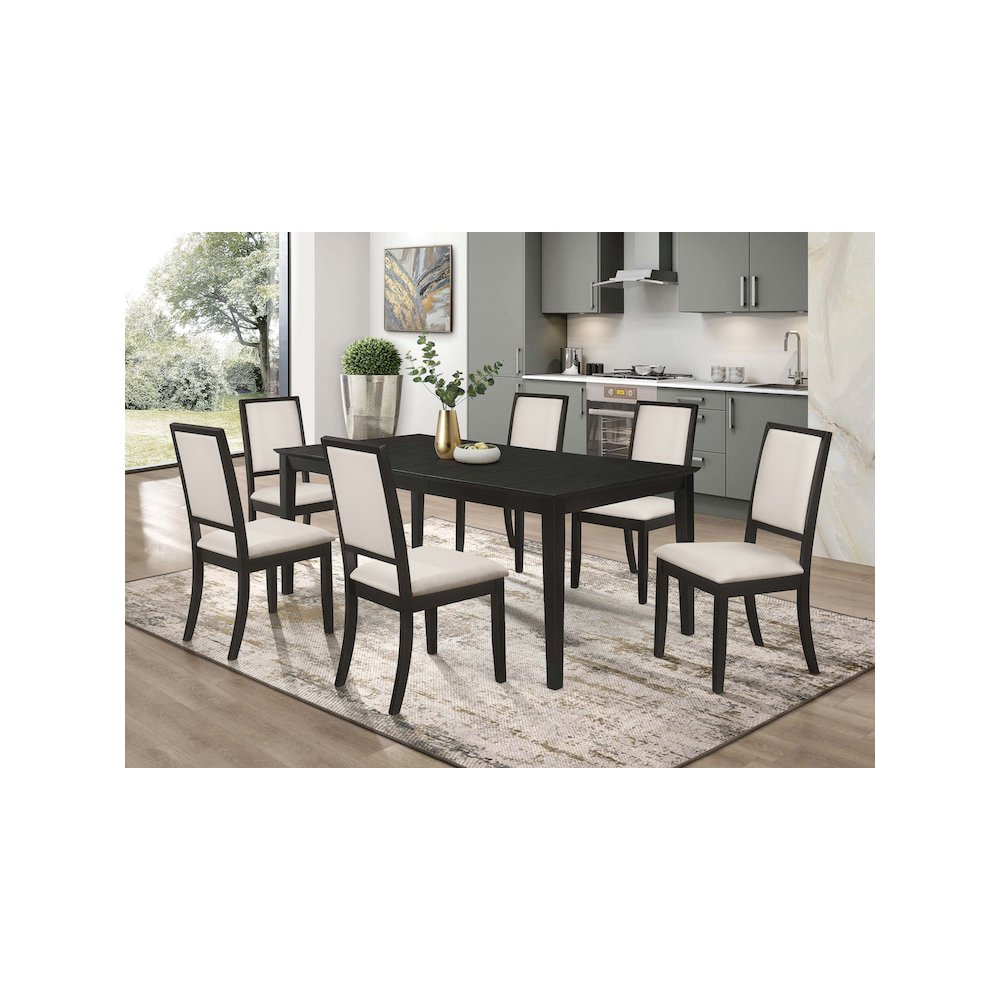 Louise Rectangular 78-inch Extension Leaf Dining Table Black. Picture 5