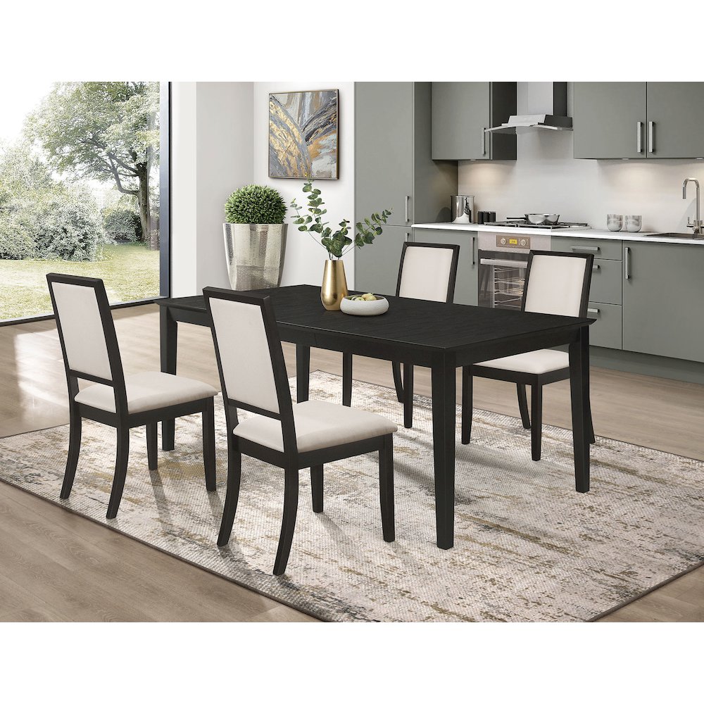 Louise 5-piece Rectangular Extension Leaf Dining Set Black. Picture 1