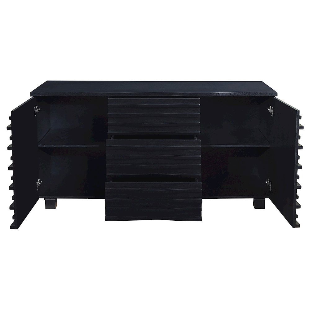 Stanton 3-drawer Sideboard Buffet Storage Cabinet Black. Picture 3