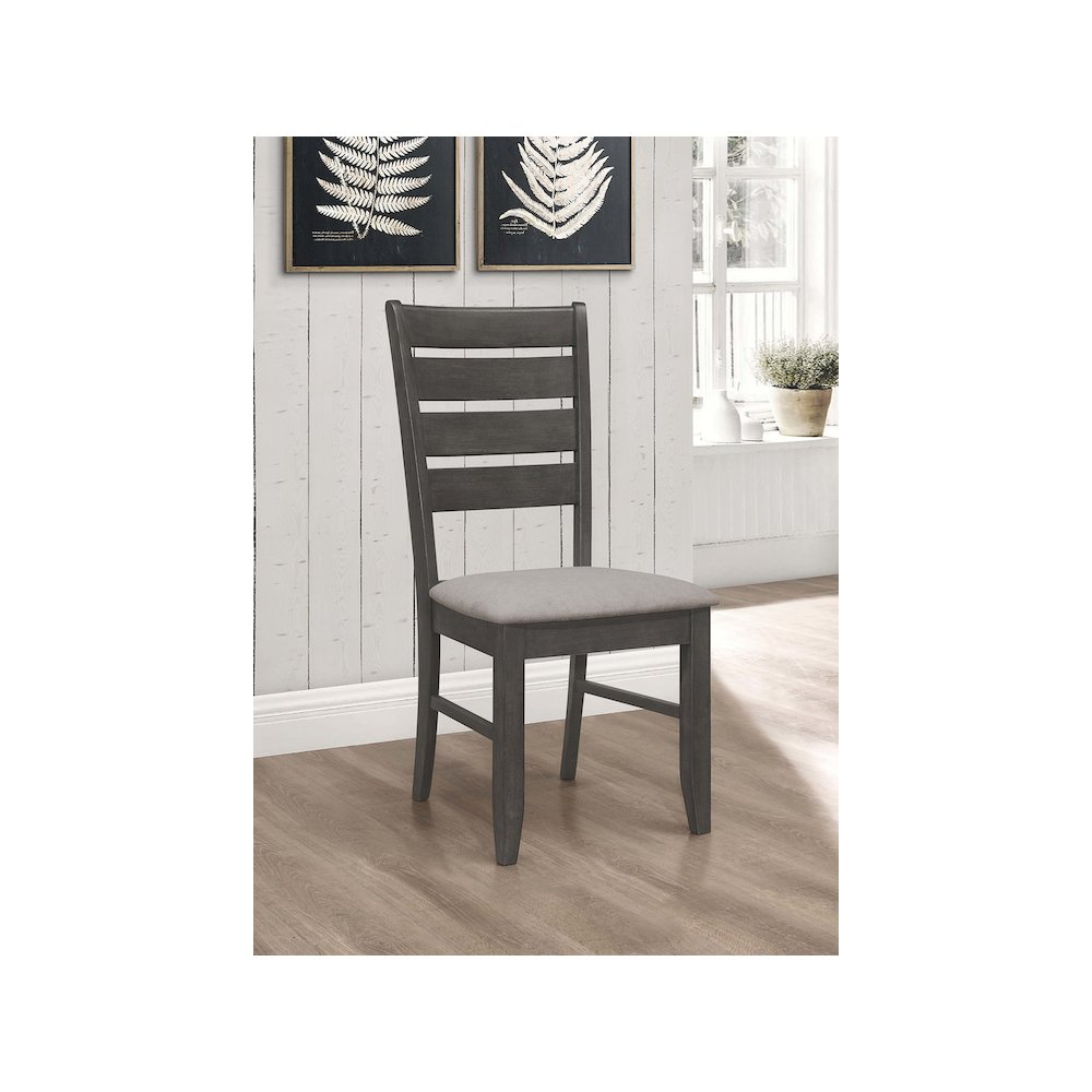 Dalila Wood Dining Side Chair Dark Grey (Set of 2). Picture 11