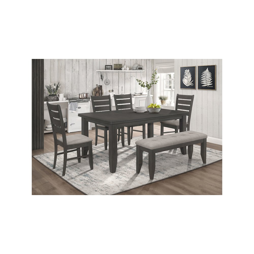 Dalila Wood Dining Side Chair Dark Grey (Set of 2). Picture 13