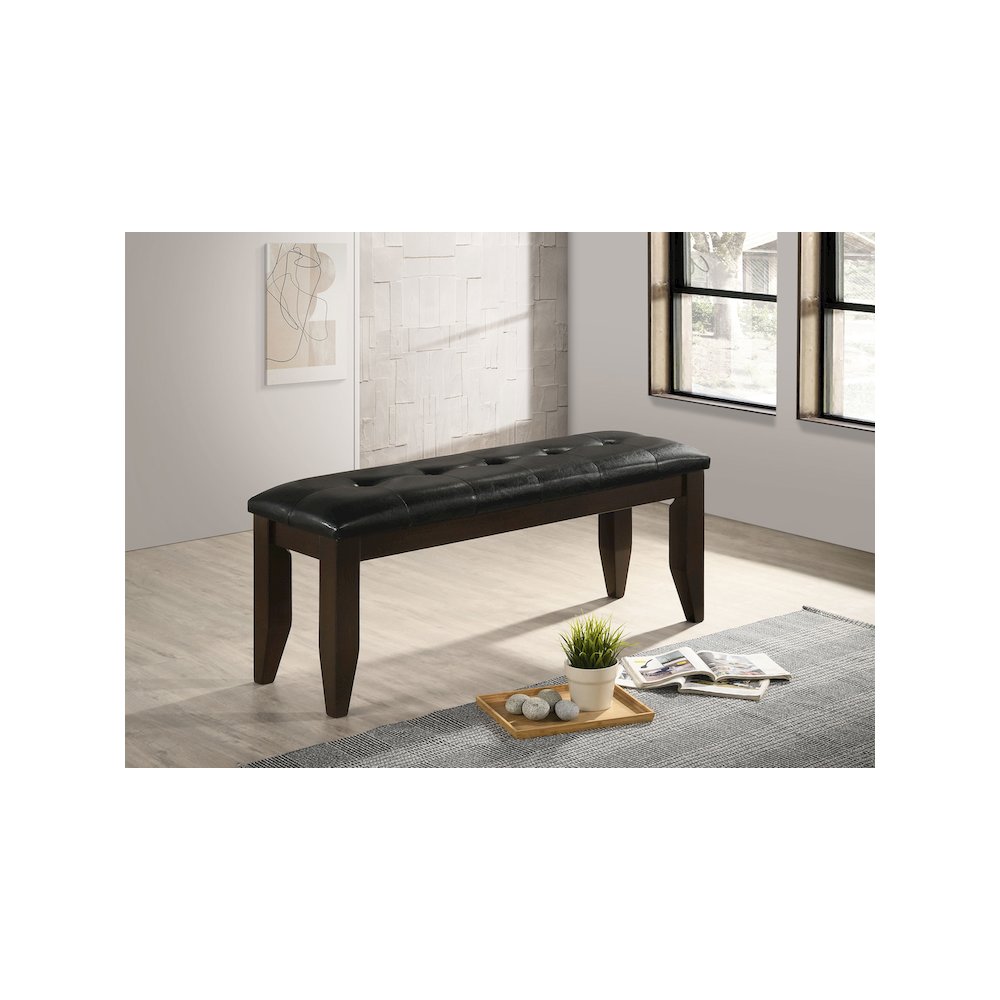 Dalila Leatherette Upholstered Wood Dining Bench Cappuccino. Picture 5