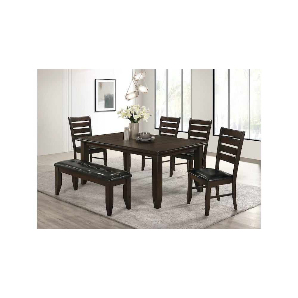 Dalila Leatherette Upholstered Wood Dining Bench Cappuccino. Picture 7