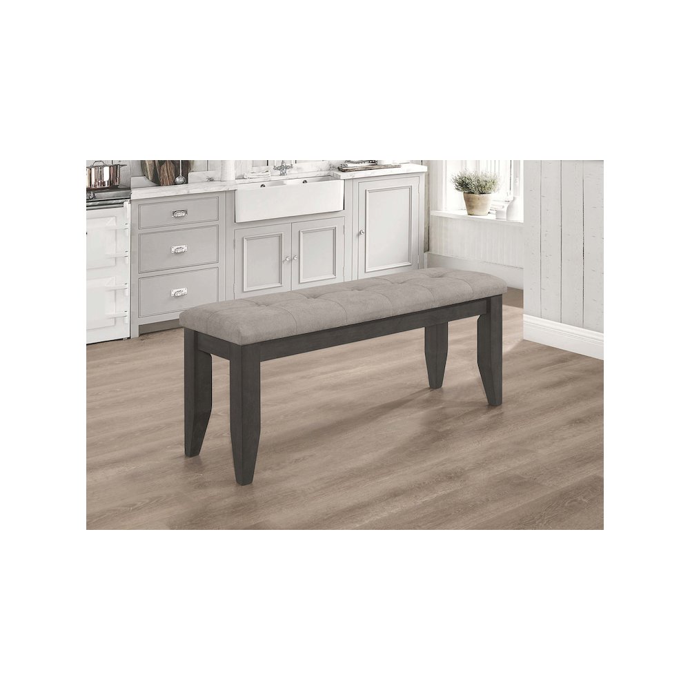 Dalila Fabric Upholstered Wood Dining Bench Dark Grey. Picture 6
