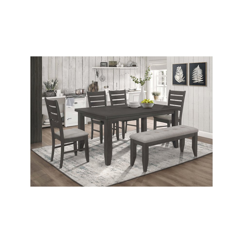 Dalila Fabric Upholstered Wood Dining Bench Dark Grey. Picture 8