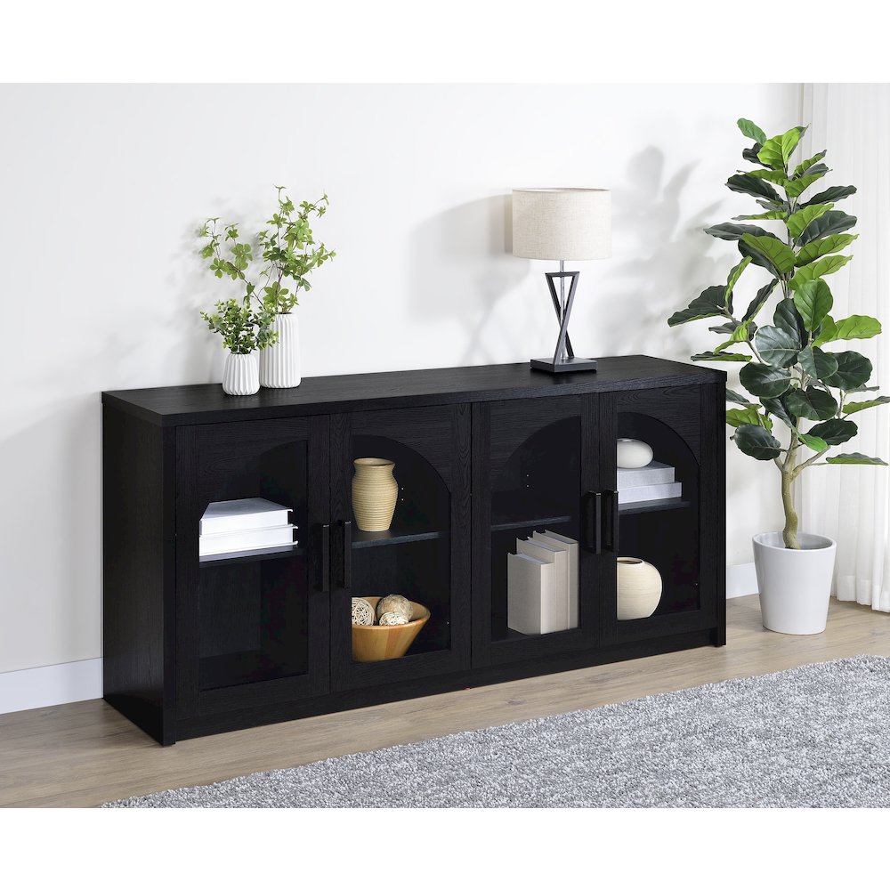 Riva 4-door Dining Sideboard Buffet Storage Credenza Black. Picture 2