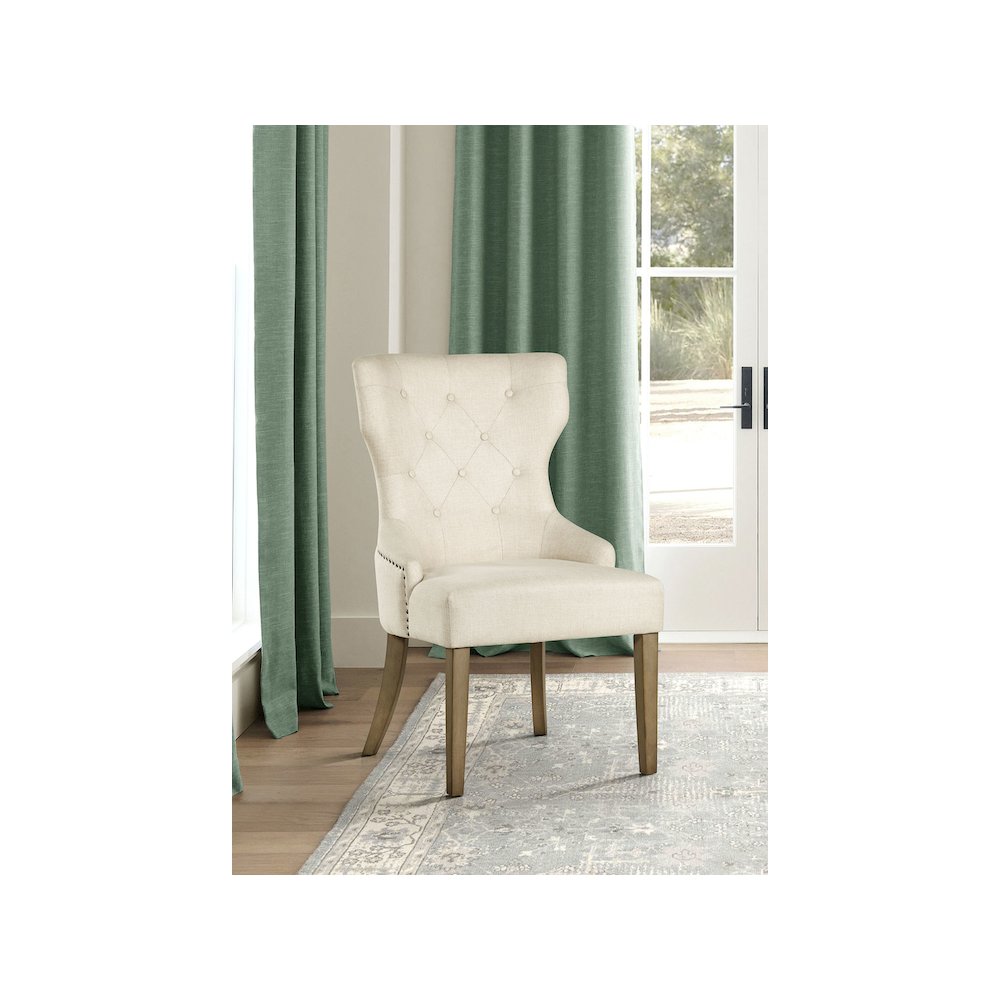 Baney Tufted Upholstered Dining Chair Beige and Rustic Grey. Picture 10