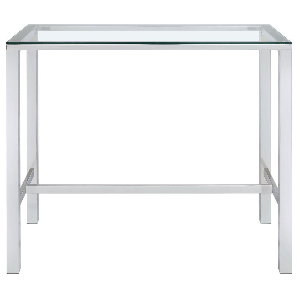 Tolbert Rectangular 47-inch Glass Top Pub Bar Table Chrome. Picture 3