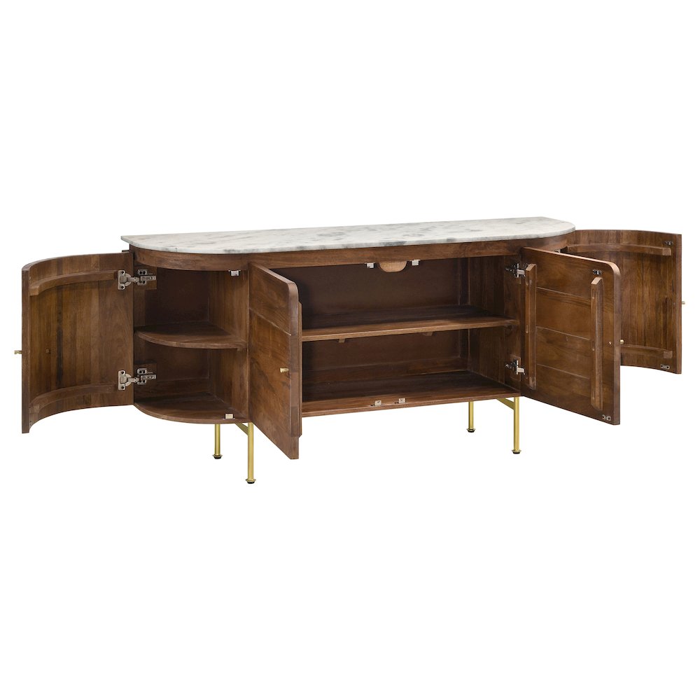 Ortega 4-door Marble Top Sideboard Buffet Cabinet Natural. Picture 3