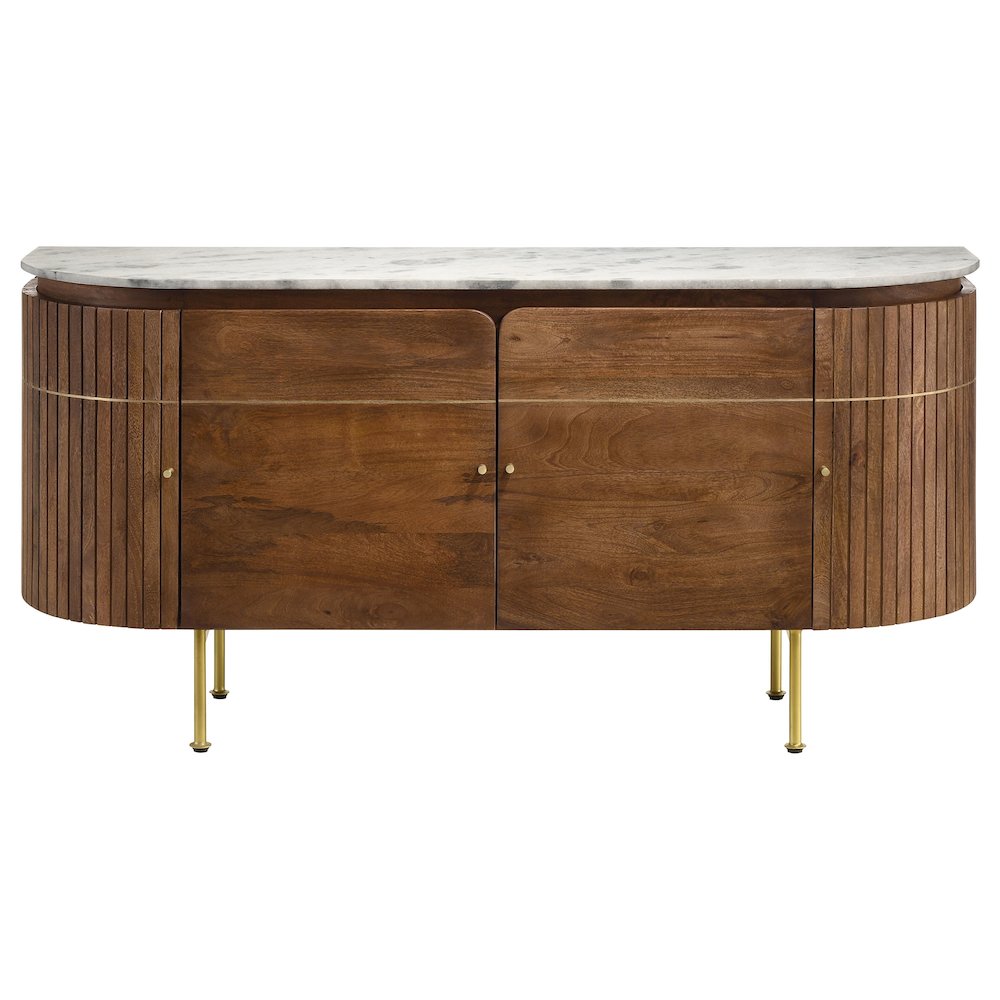 Ortega 4-door Marble Top Sideboard Buffet Cabinet Natural. Picture 4