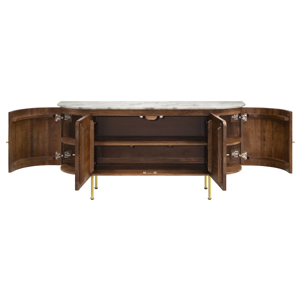 Ortega 4-door Marble Top Sideboard Buffet Cabinet Natural. Picture 5