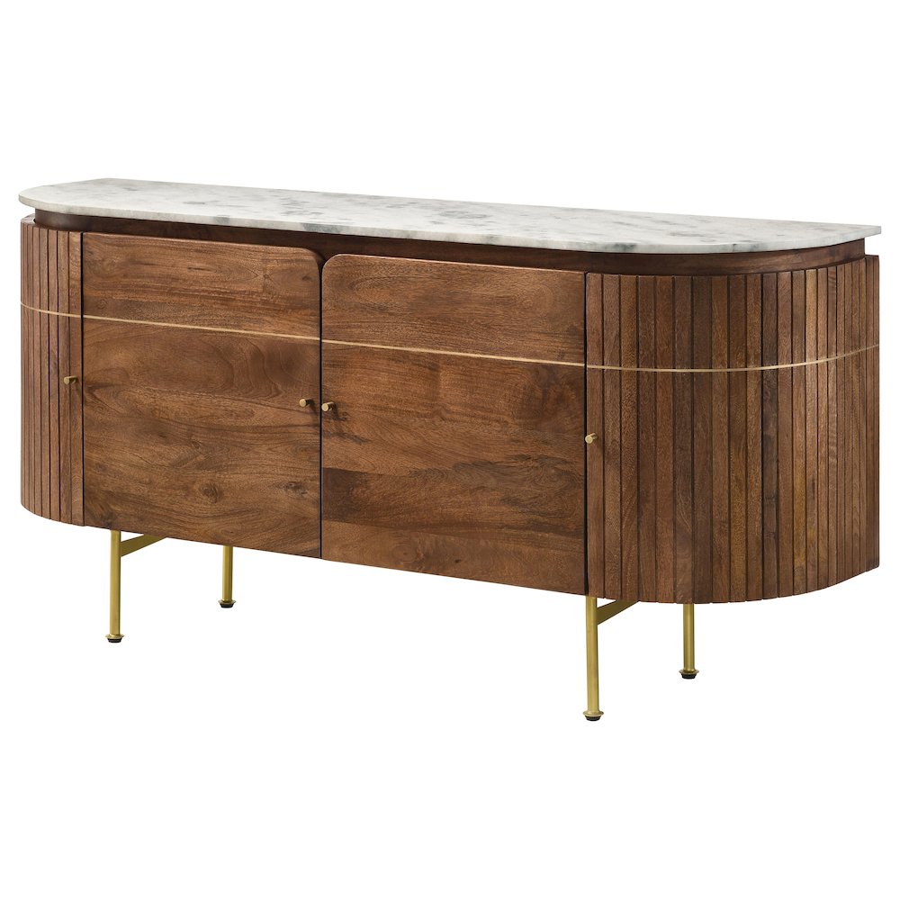 Ortega 4-door Marble Top Sideboard Buffet Cabinet Natural. Picture 6