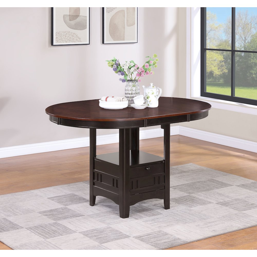 Lavon Oval 60-inch Extension Counter Dining Table Chestnut. Picture 5