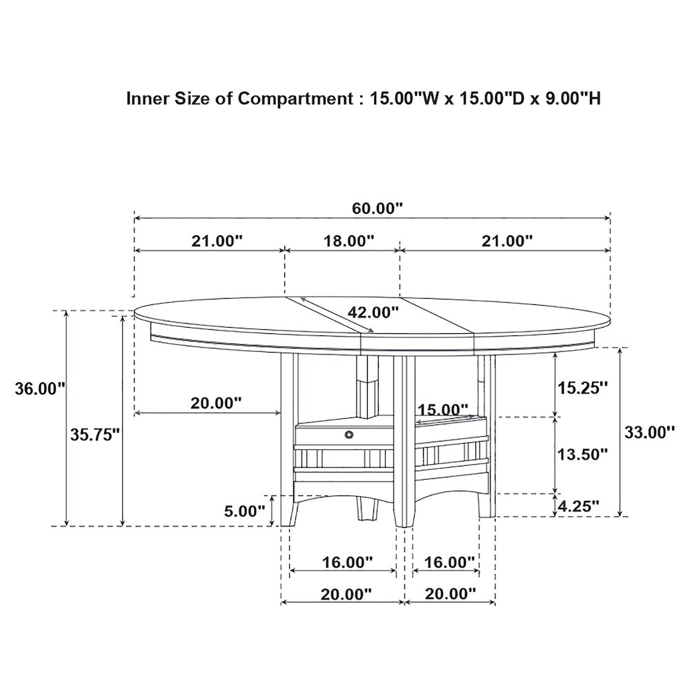 Lavon Oval 60-inch Extension Counter Dining Table Chestnut. Picture 8