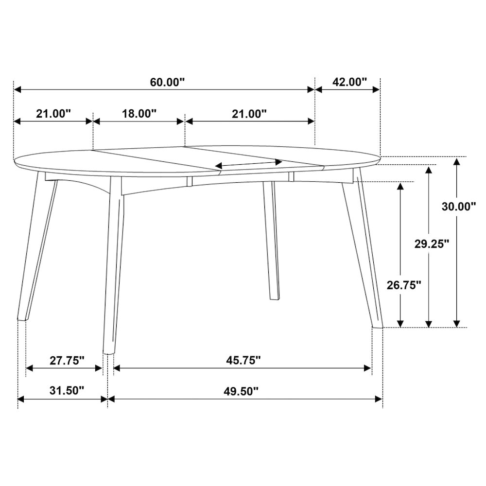 Jedda Oval 60-inch Extension Leaf Dining Table Dark Walnut. Picture 7