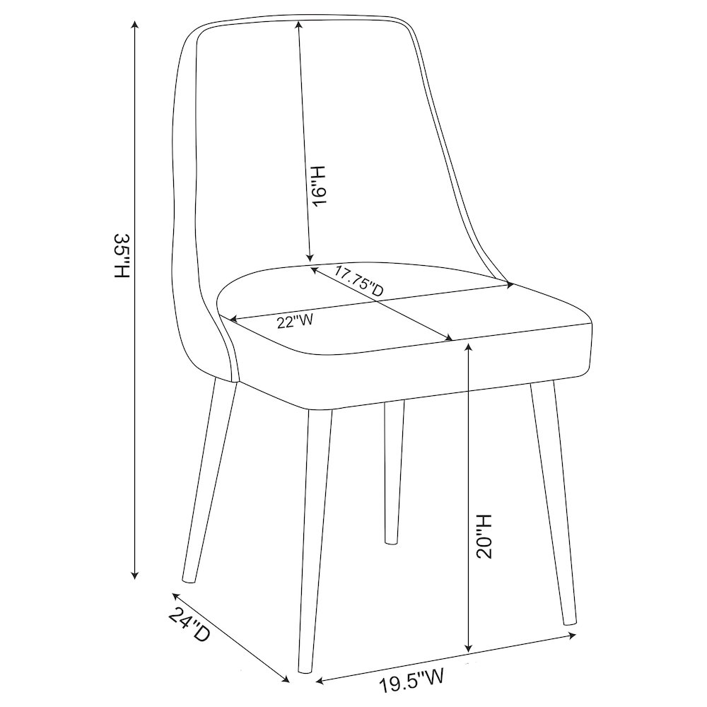 Cosmo Upholstered Dining Side Chair Grey (Set of 2). Picture 14