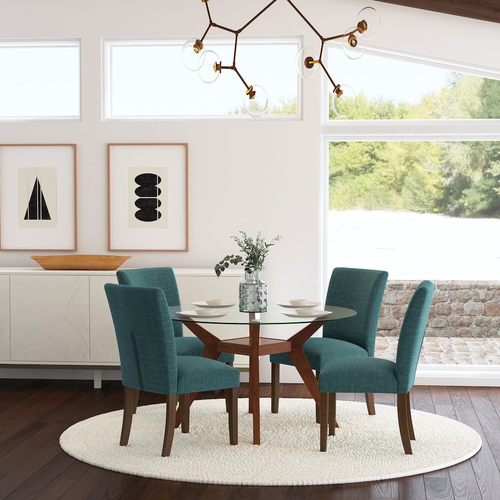 Cantley Upholstered Dining Side Chair Teal Blue (Set of 2). Picture 12