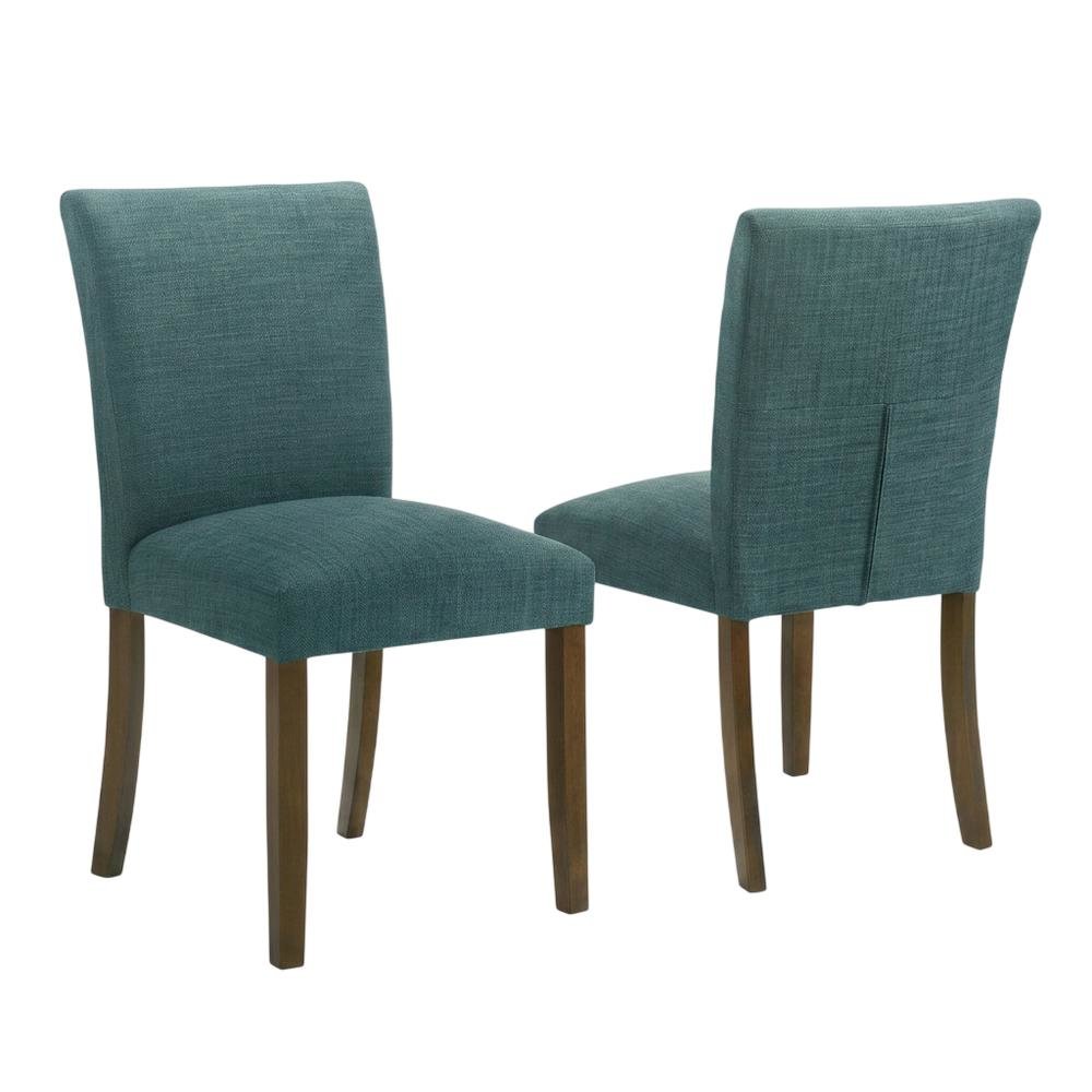Polyester Upholstered Dining Side Chair, Teal Blue, Set of 2. Picture 1