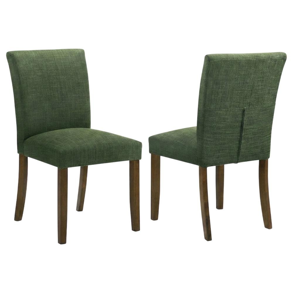 Polyester Upholstered Dining Side Chairs with Wood Legs, Green, Set of 2. Picture 1