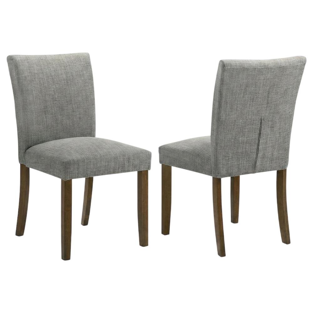 Upholstered Dining Chair with Wood Legs, Kitchen Side Chair, Grey, Set of 2. Picture 1