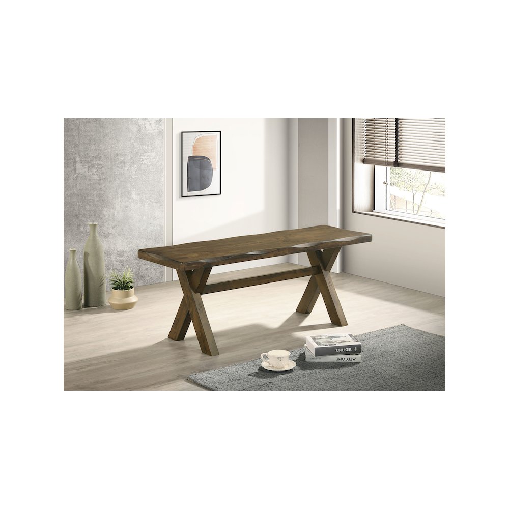 Alston Wood Dining Bench Knotty Nutmeg. Picture 5