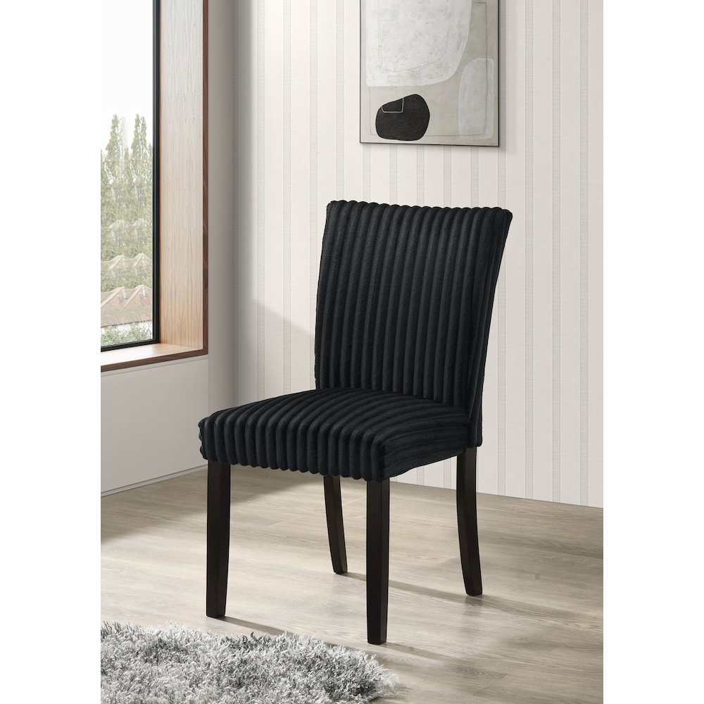 Dermott Upholstered Parson Dining Side Chair Black (Set of 2). Picture 2
