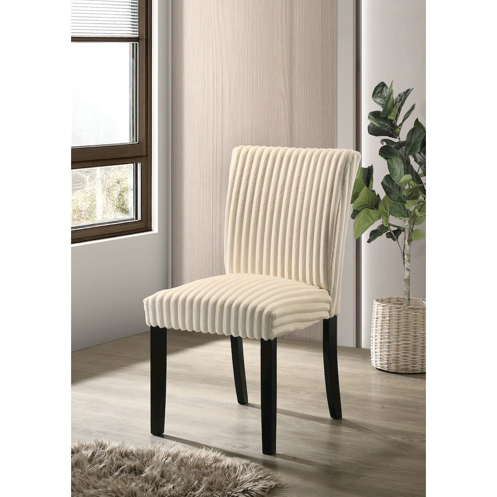 Dermott Upholstered Parson Dining Side Chair Cream (Set of 2). Picture 2