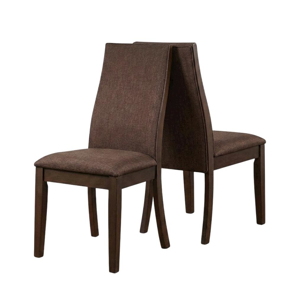 Polyester Upholstered Farmhouse Dining Chair with Espresso Legs, Set of 2. Picture 1