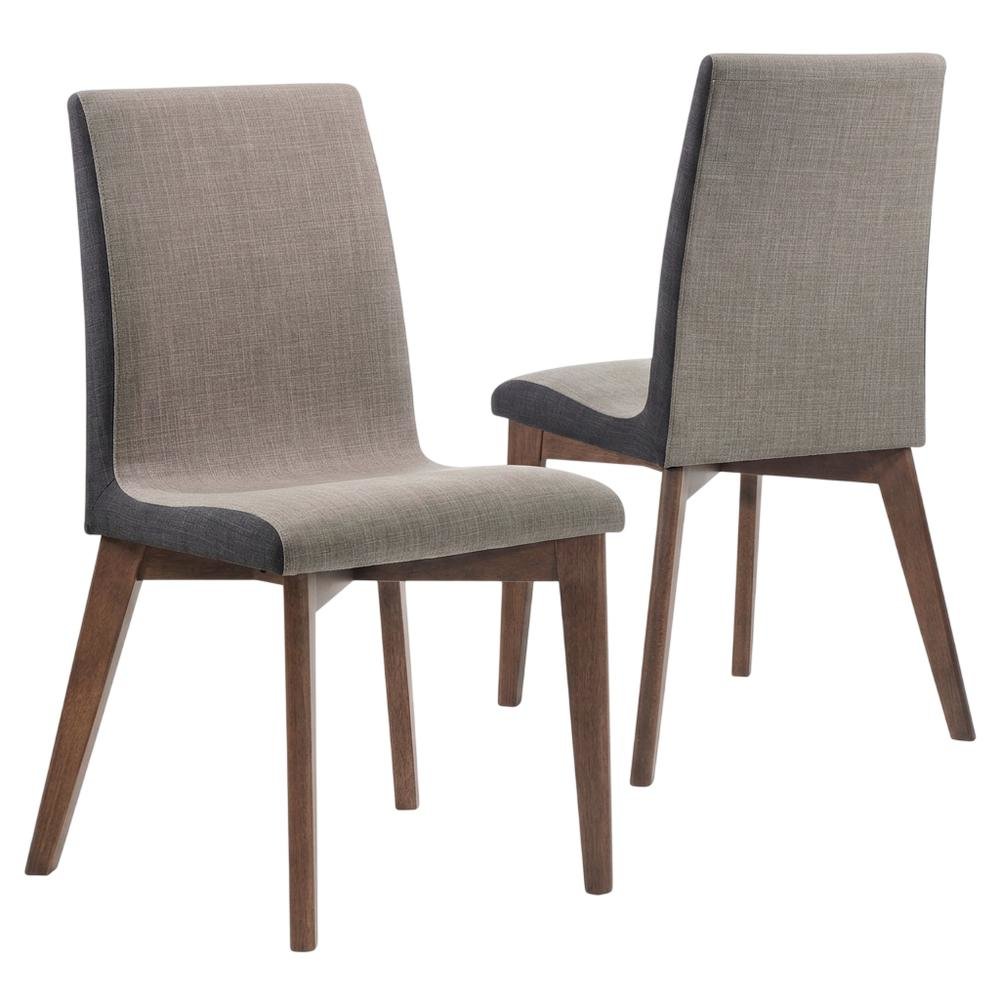 Mid-Century Modern Upholstered Dining Chair with Wood Legs, Set of 2. Picture 1