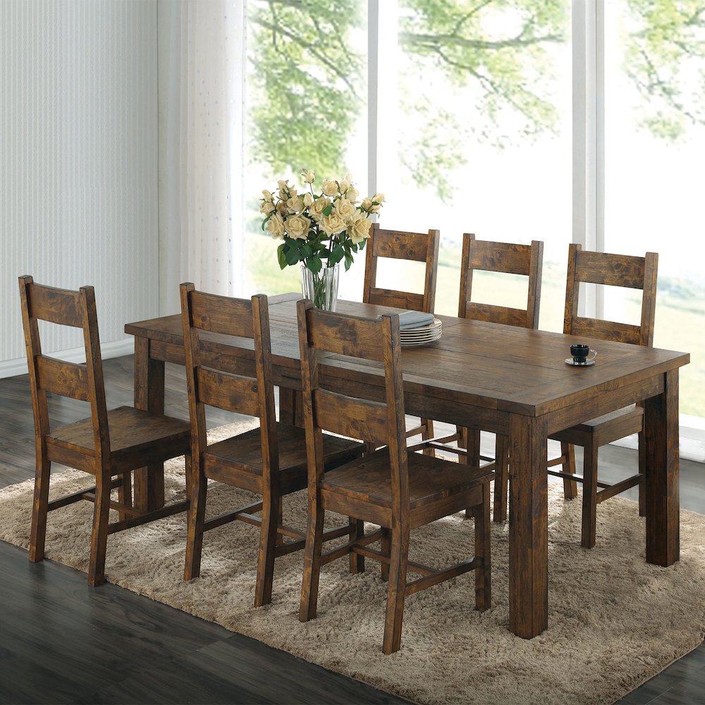Coleman 7-piece Rectangular Dining Set Rustic Golden Brown. Picture 1