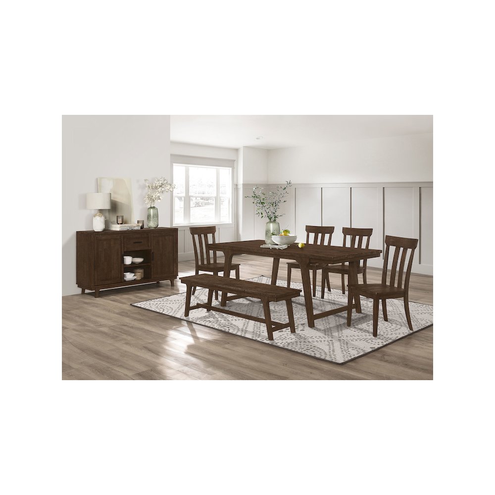 Reynolds Rectangular 79-inch Wood Dining Table Brown Oak. Picture 8