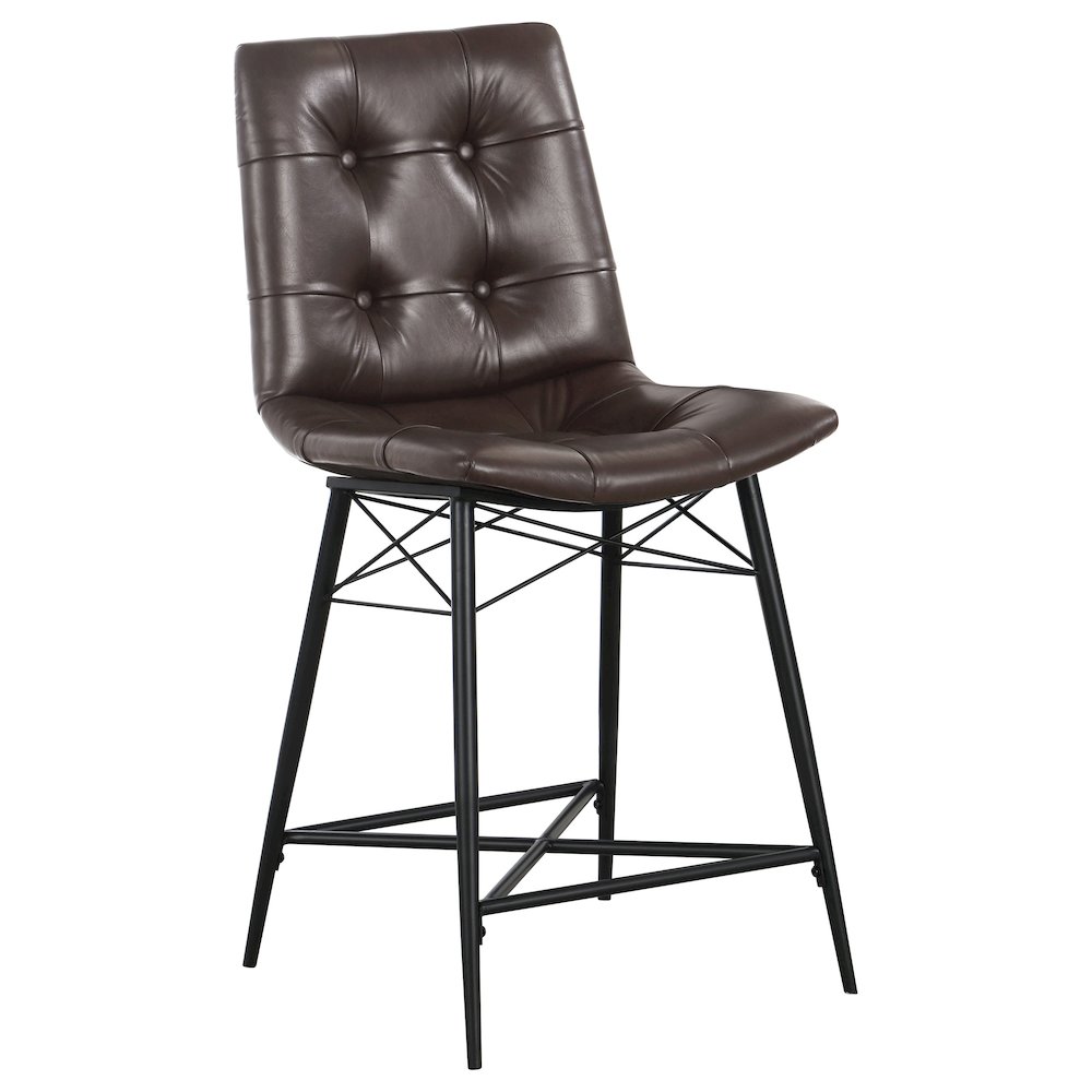 Aiken Upholstered Tufted Counter Chair Brown (Set of 2). Picture 3