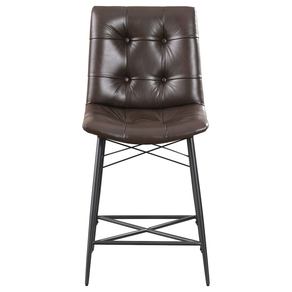 Aiken Upholstered Tufted Counter Chair Brown (Set of 2). Picture 4