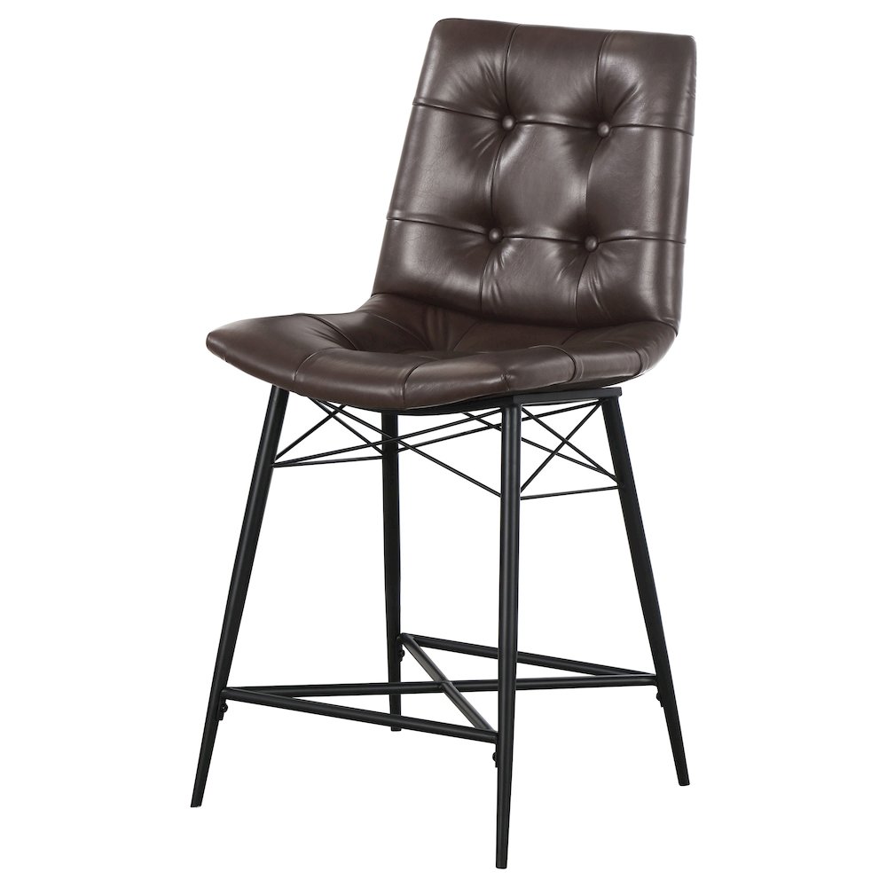 Aiken Upholstered Tufted Counter Chair Brown (Set of 2). Picture 5