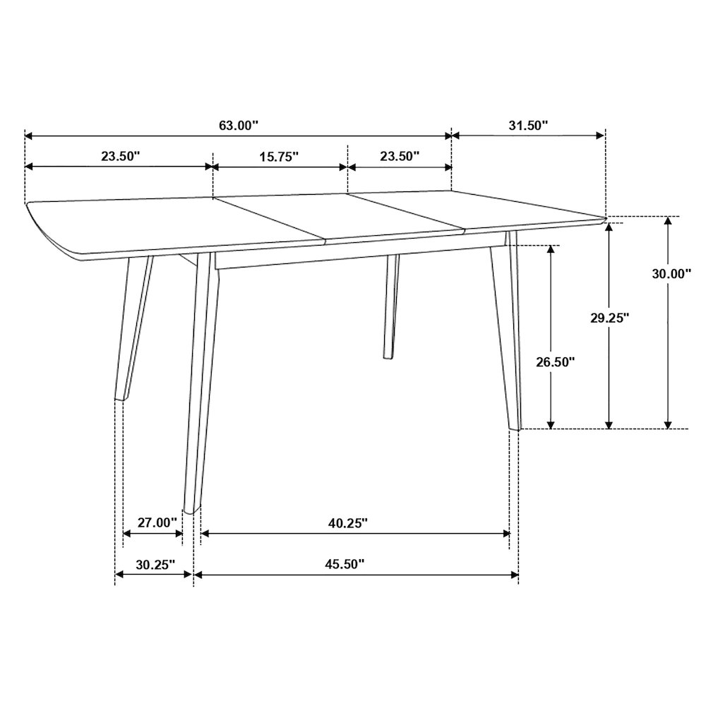 Alfredo 63-inch Extension Leaf Dining Table Natural Walnut. Picture 9