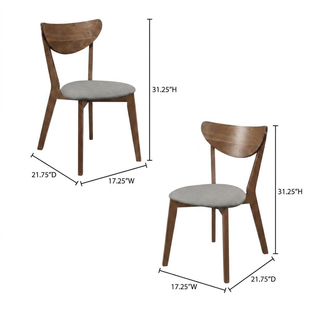Polyester-Upholstered Mid-Century Modern Dining Chairs with Walnut Wood,Set of 2. Picture 5