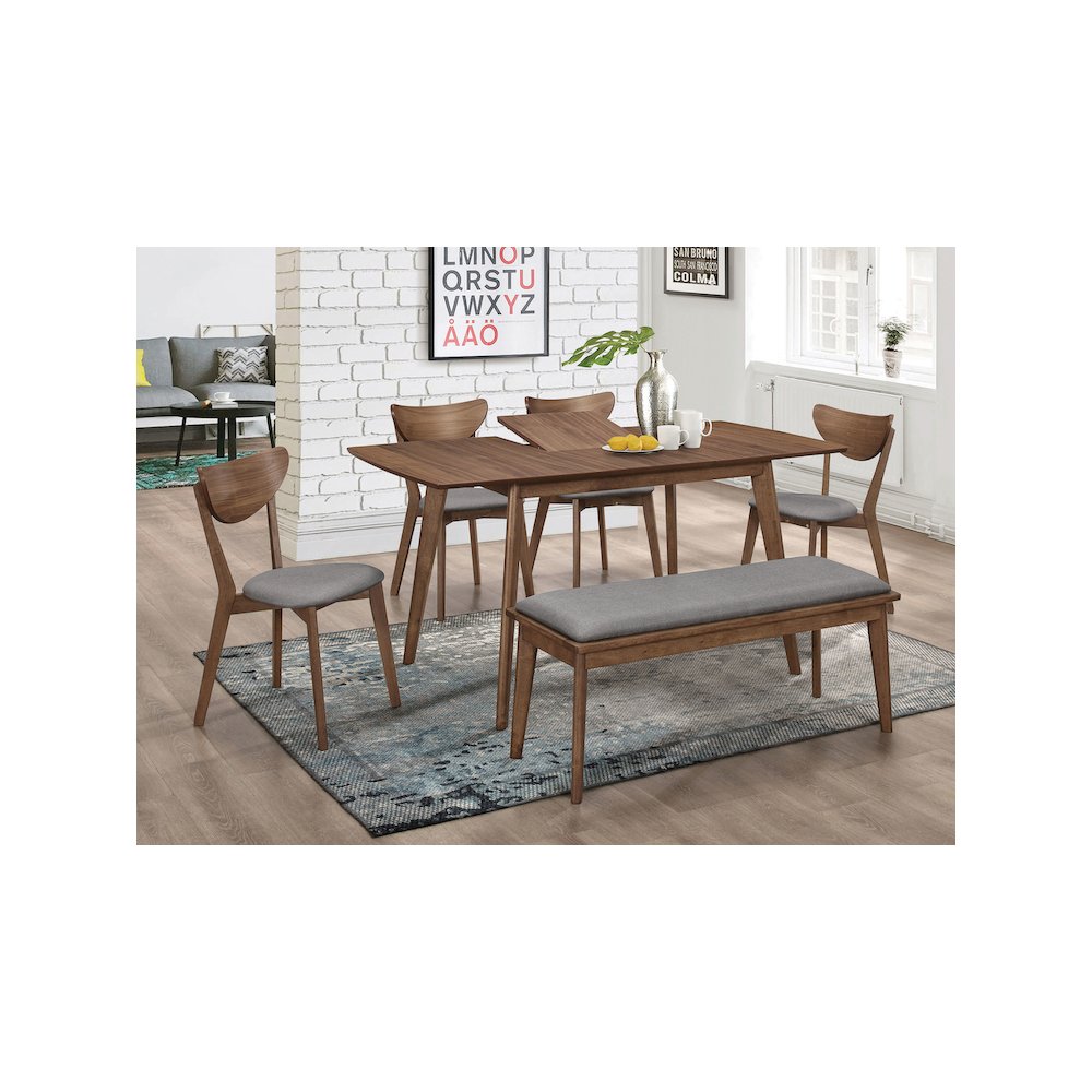 Alfredo Upholstered Dining Bench Grey and Natural Walnut. Picture 8