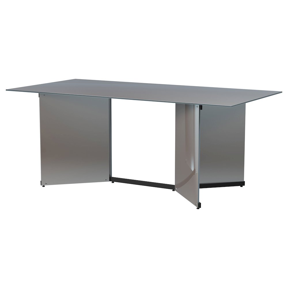 Emery 76-inch Rectangular Mirrored Dining Table Silver. Picture 4