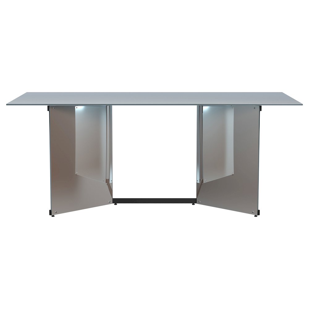 Emery 76-inch Rectangular Mirrored Dining Table Silver. Picture 7