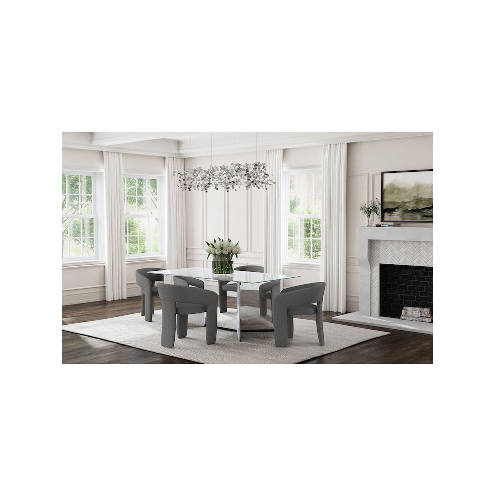 Emery 76-inch Rectangular Mirrored Dining Table Silver. Picture 14