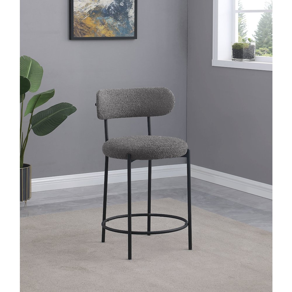 Viola Boucle Upholstered Counter Chair Grey (Set of 2). Picture 10