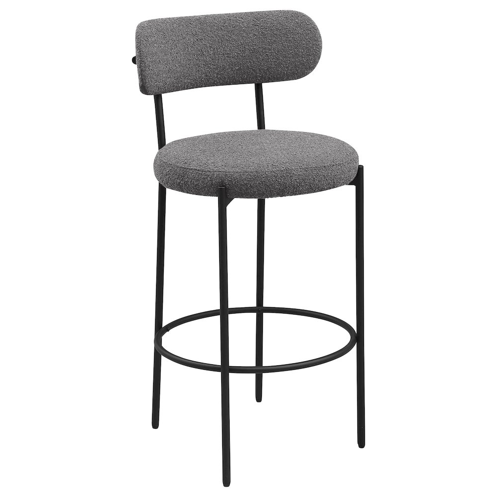 Viola Boucle Upholstered Bar Chair Grey (Set of 2). Picture 3