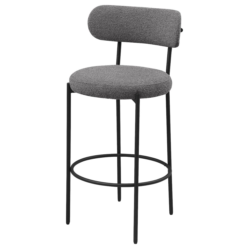 Viola Boucle Upholstered Bar Chair Grey (Set of 2). Picture 5