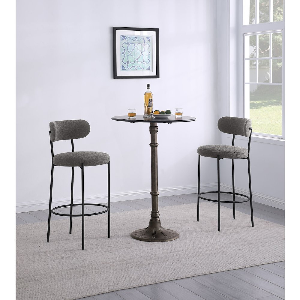 Viola Boucle Upholstered Bar Chair Grey (Set of 2). Picture 12