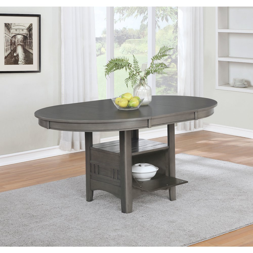 Lavon Oval 60-inch Extension Leaf Dining Table Medium Grey. Picture 5