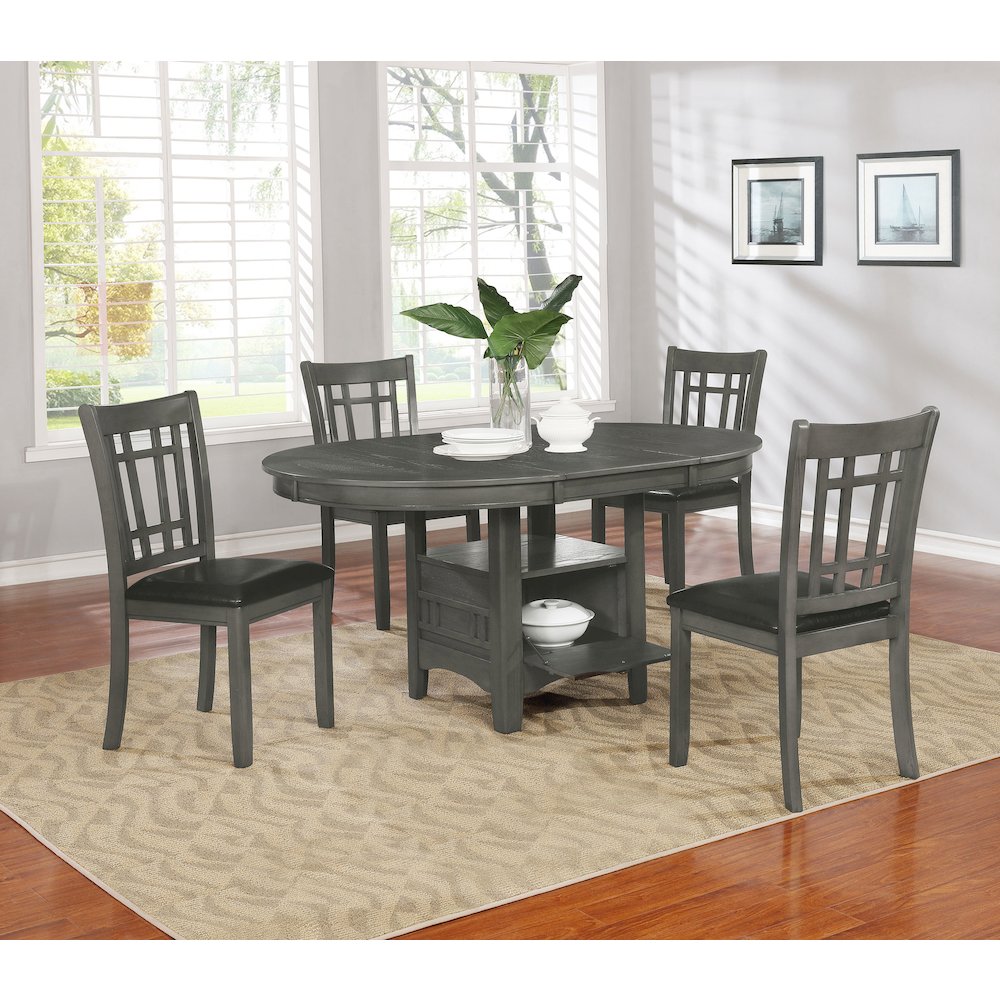 Lavon 5-piece Oval Extension Leaf Dining Set Medium Grey. Picture 2