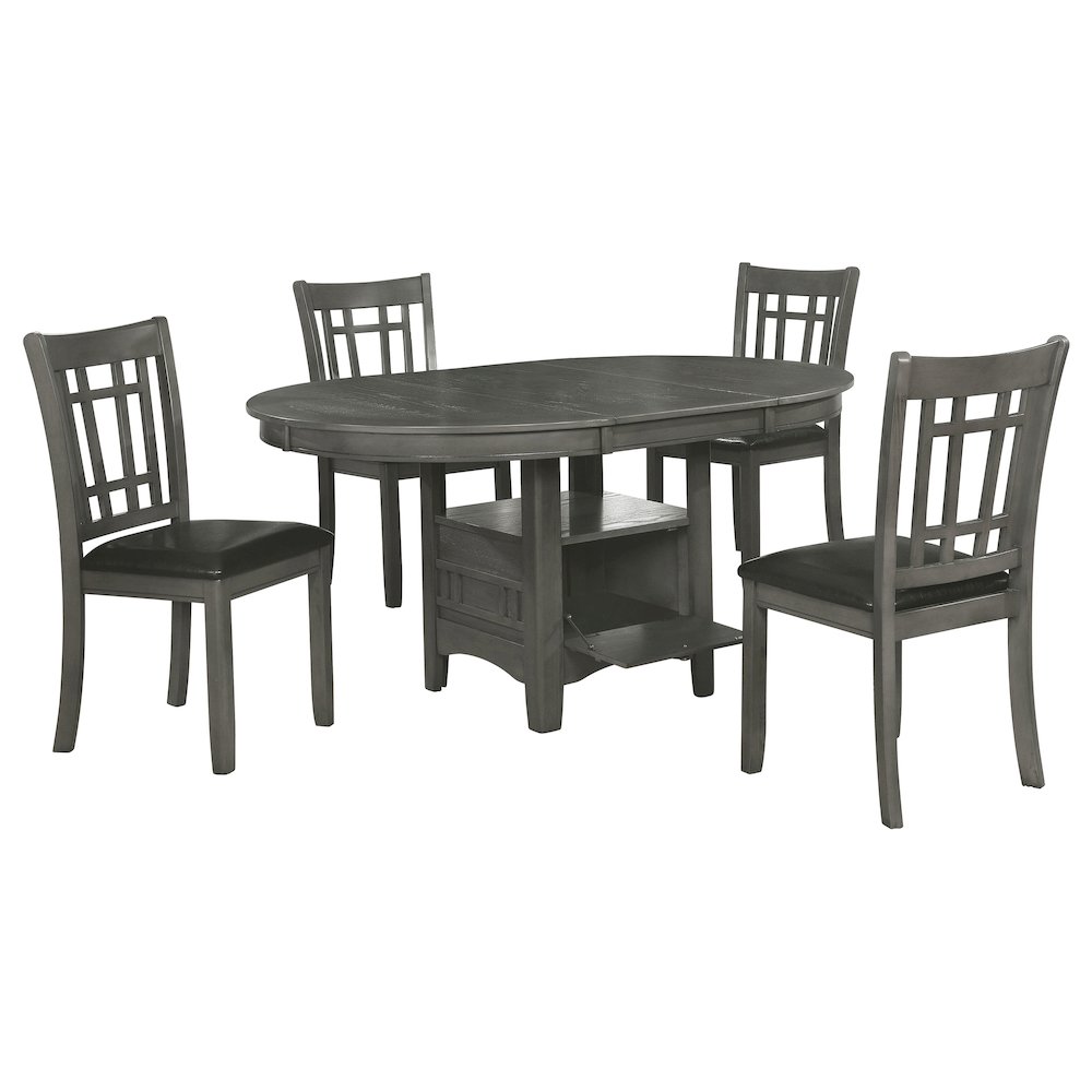 Lavon 5-piece Oval Extension Leaf Dining Set Medium Grey. Picture 1