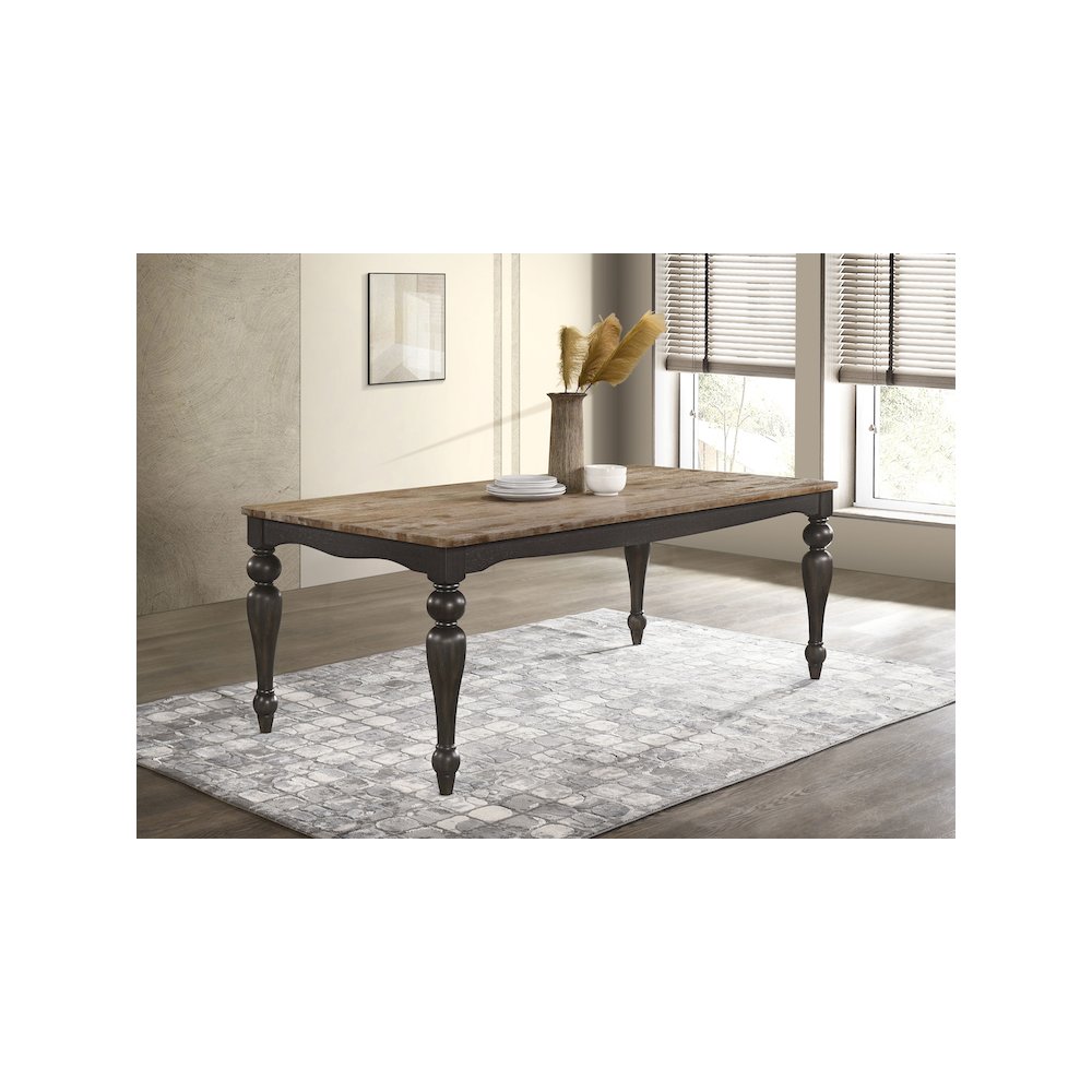 Bridget Rectangular 79-inch Dining Table Brown Brushed. Picture 5