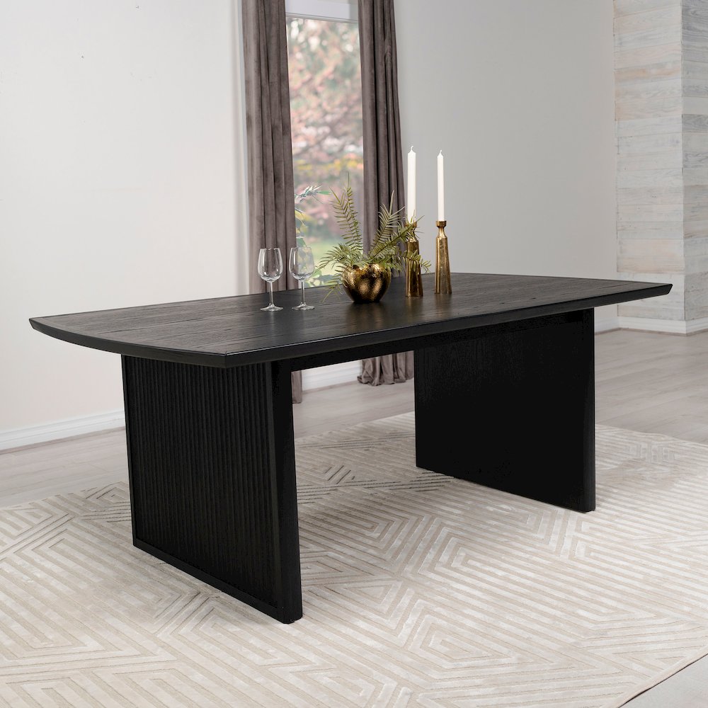 Brookmead 100-inch Extension Leaf Dining Table Black. Picture 9